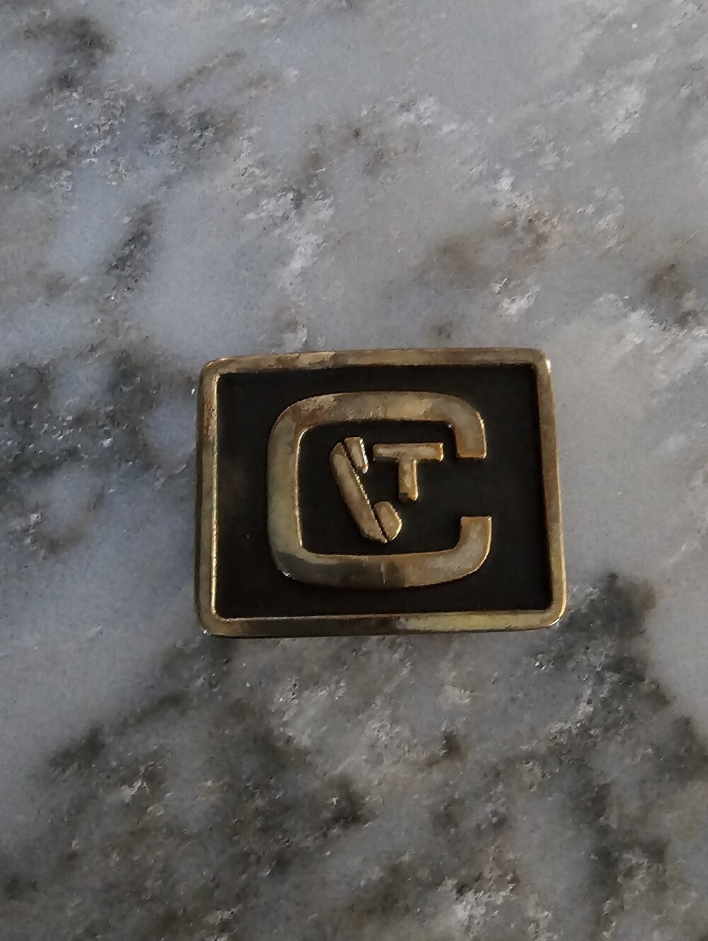 Vintage 1977 Continental Telephone Company Brass Belt Buckle Anacortes Works USA
